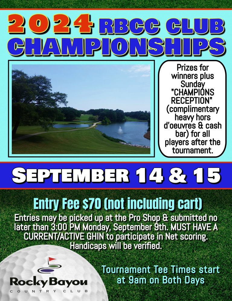 Upcoming Tournaments & Events - Rocky Bayou Country Club