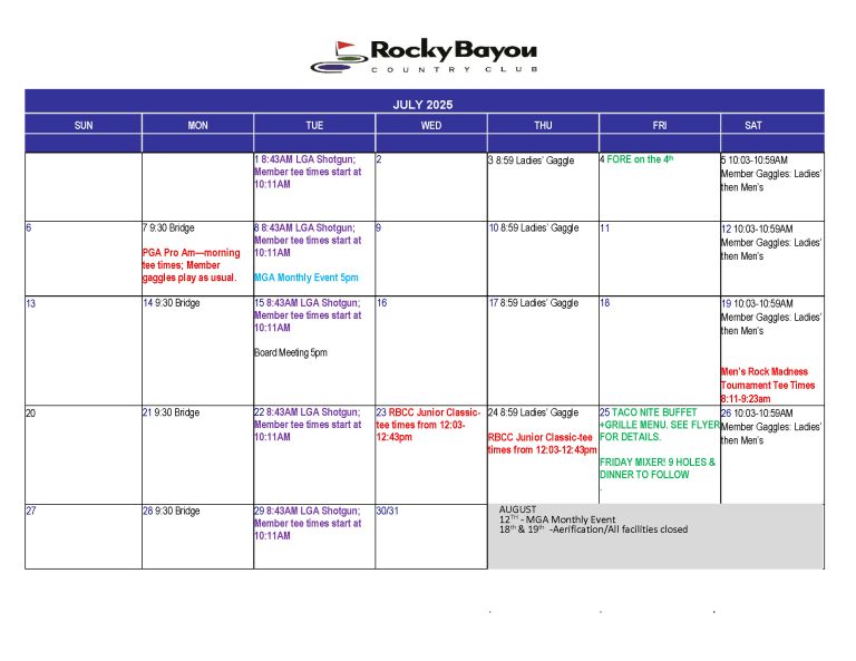 Home - Rocky Bayou Country Club